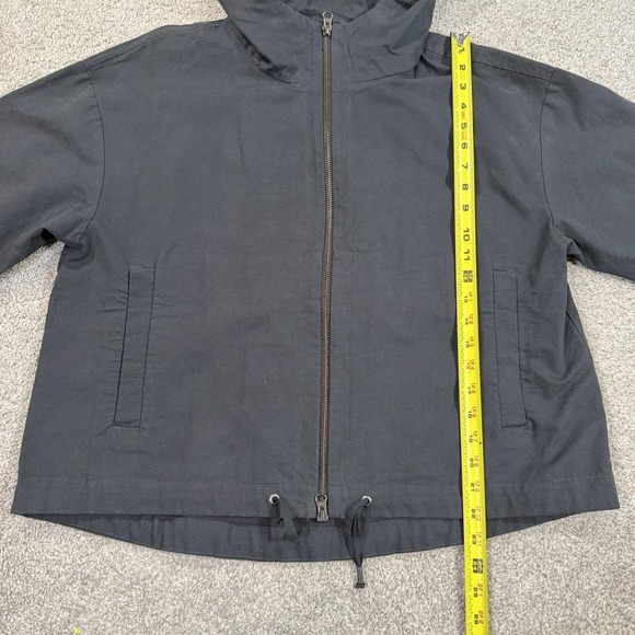 Eileen Fisher Hooded Full Zip Jacket PS Black Organic Cotton Hemp Minimalist - Picture 4 of 6